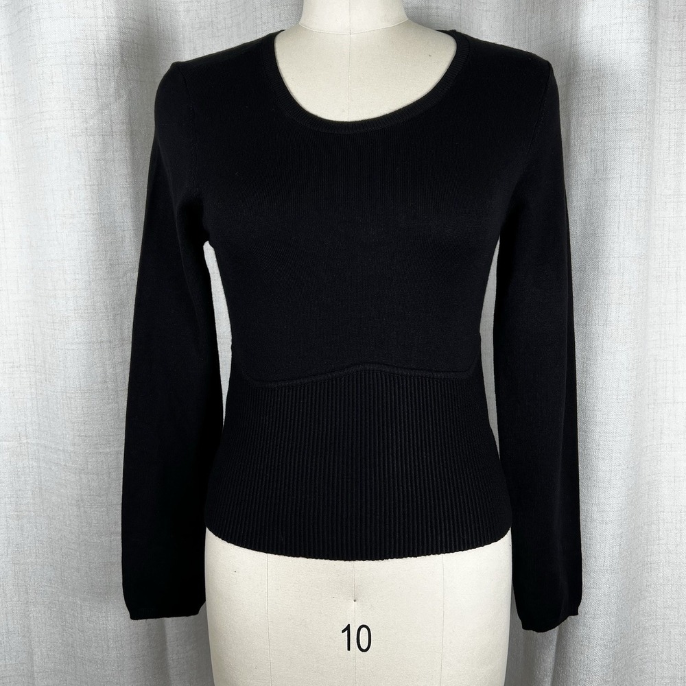NEW! House of Harlow 1960 Sweater‎ Women's Large Black Rib Knit Top Rayon Blend
